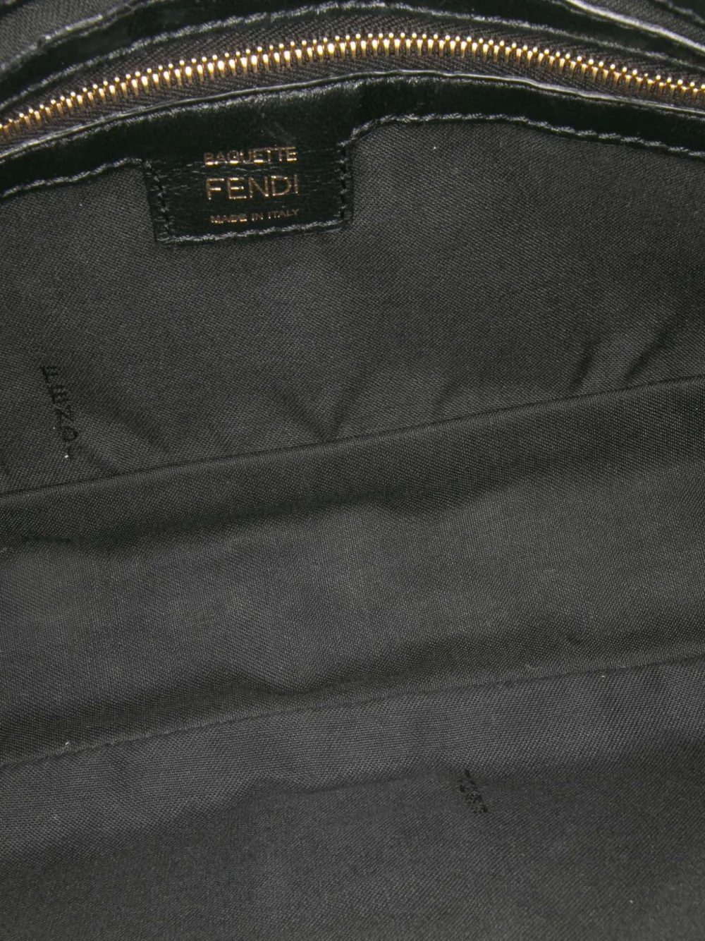 Pre-owned Fendi 2000-2010 Zucca Embossed Leather Baguette Satchel In Black