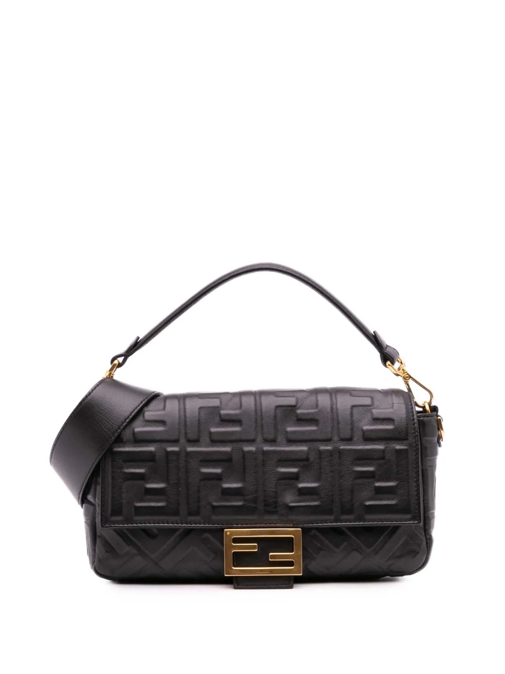 Fendi Pre-Owned 2000-2010 Zucca Embossed Leather Baguette satchel | Black | Image 1