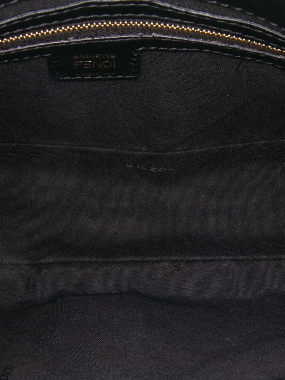 Pre-owned Fendi 2000-2010 Zucca Embossed Leather Baguette Satchel In Black