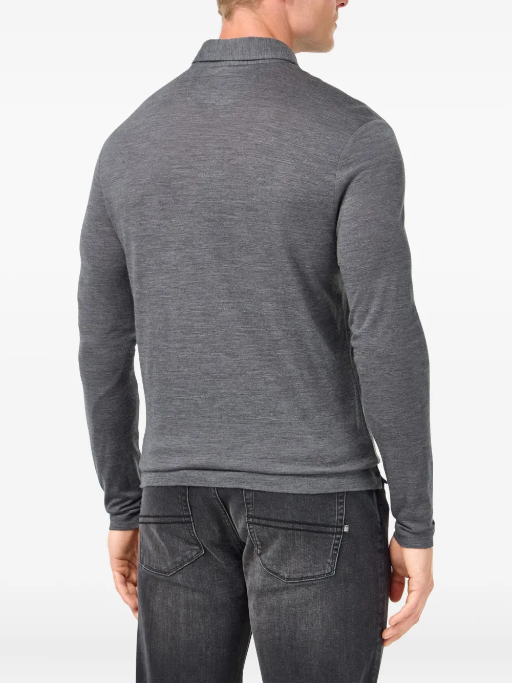 Boggi Milano Poloshirt met lange mouwen Grijs