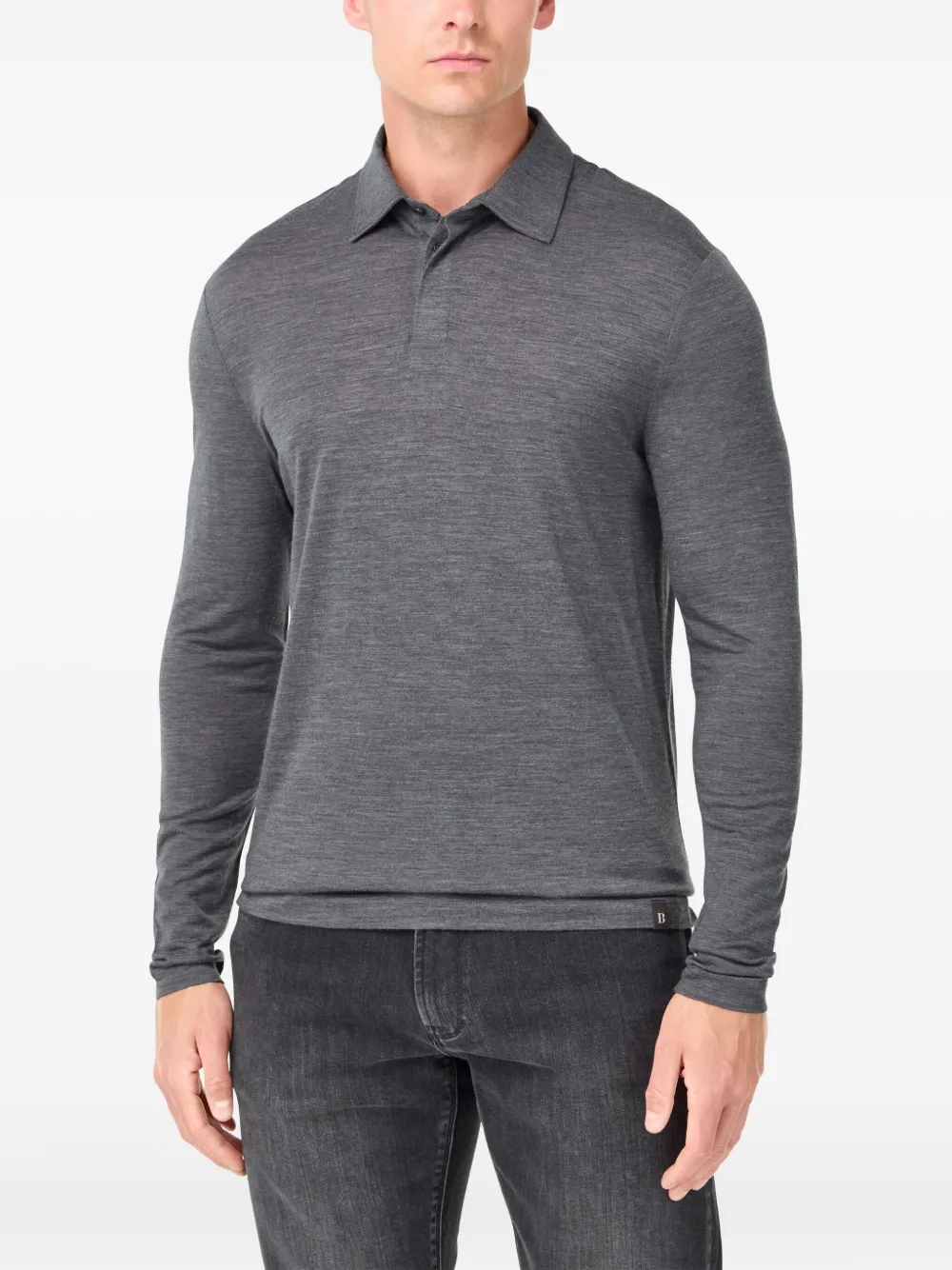 Boggi Milano Poloshirt met lange mouwen Grijs