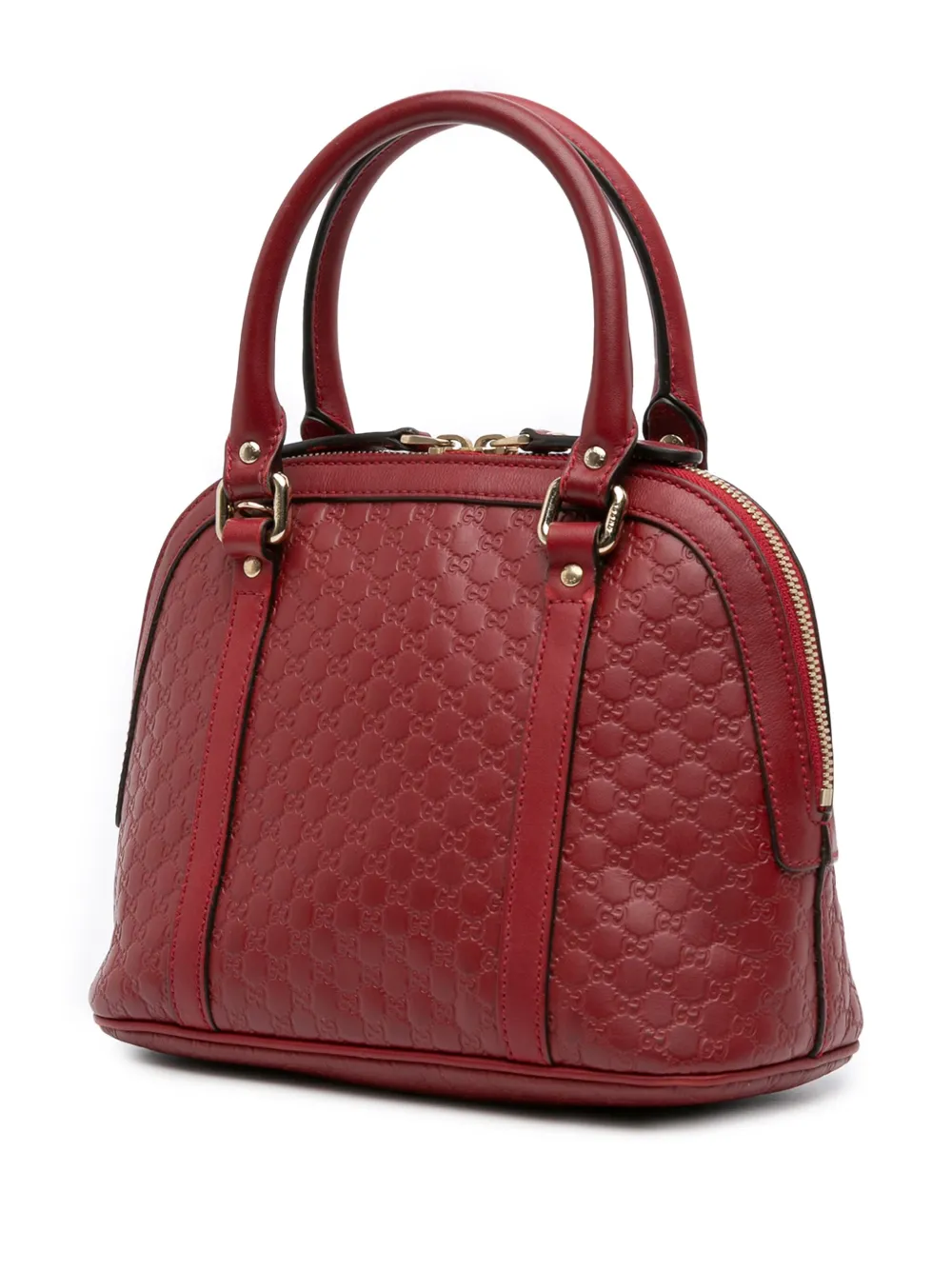 Pre-owned Gucci 2016-2025 Mini Microssima Dome Satchel In Red