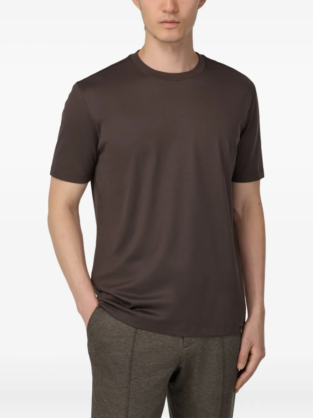 Boggi Milano Crew-neck T-shirt In Brown