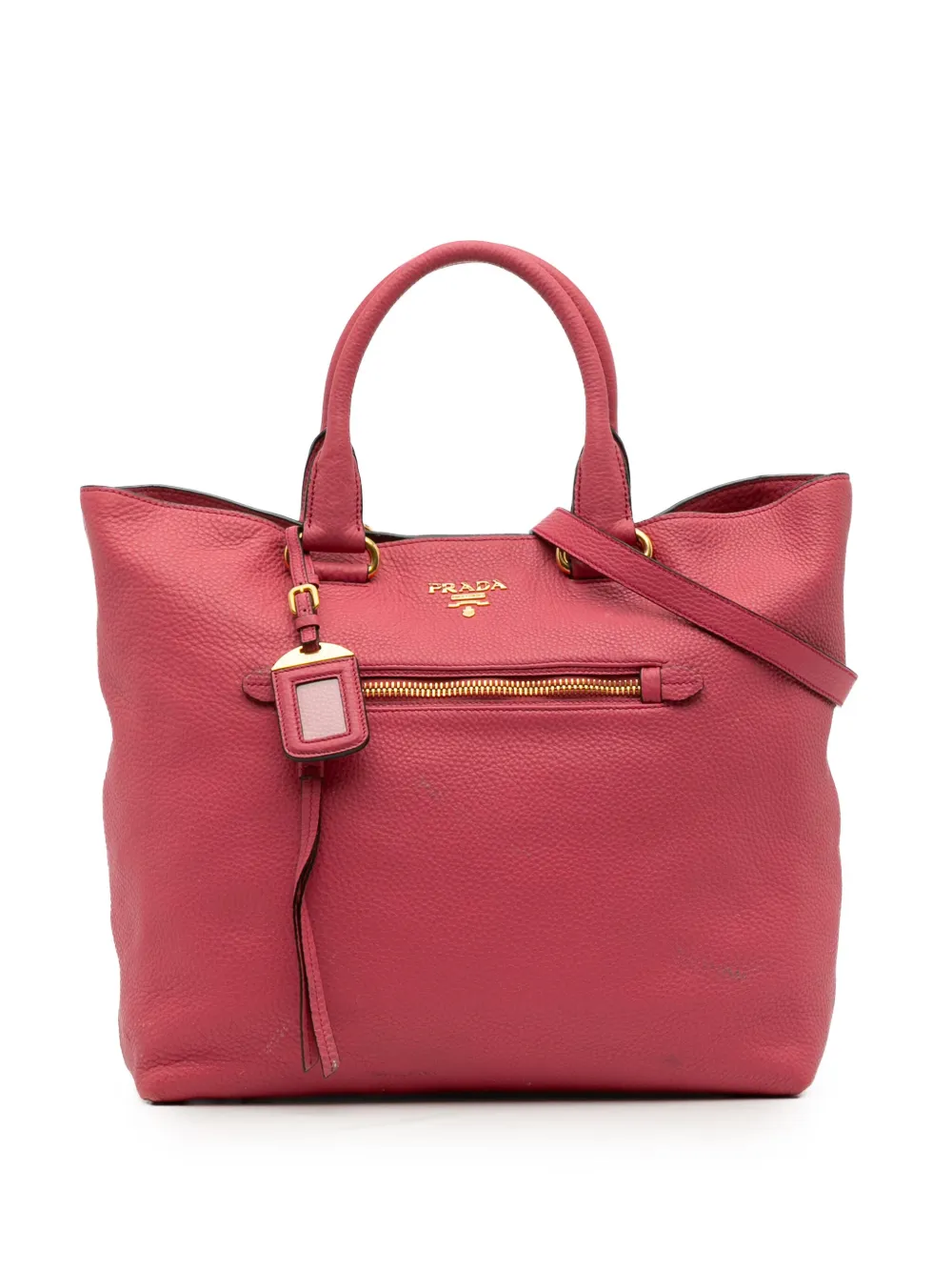 Prada Pre-Owned 2000-2025 Vitello Daino Open Convertible Tote satchel | Pink | Image 1