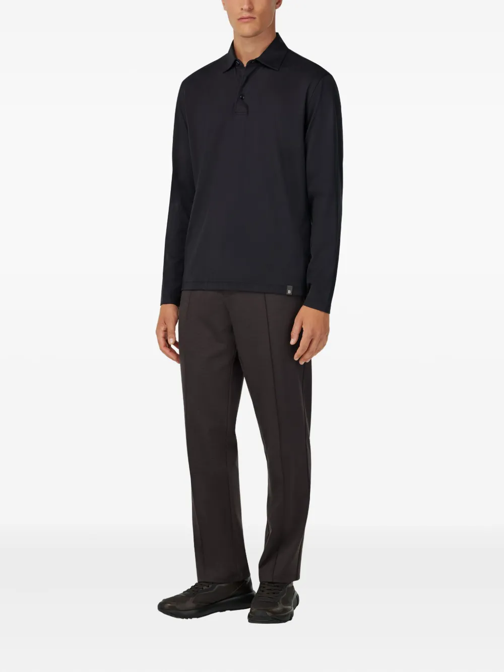 Boggi Milano long-sleeve polo shirt - Zwart
