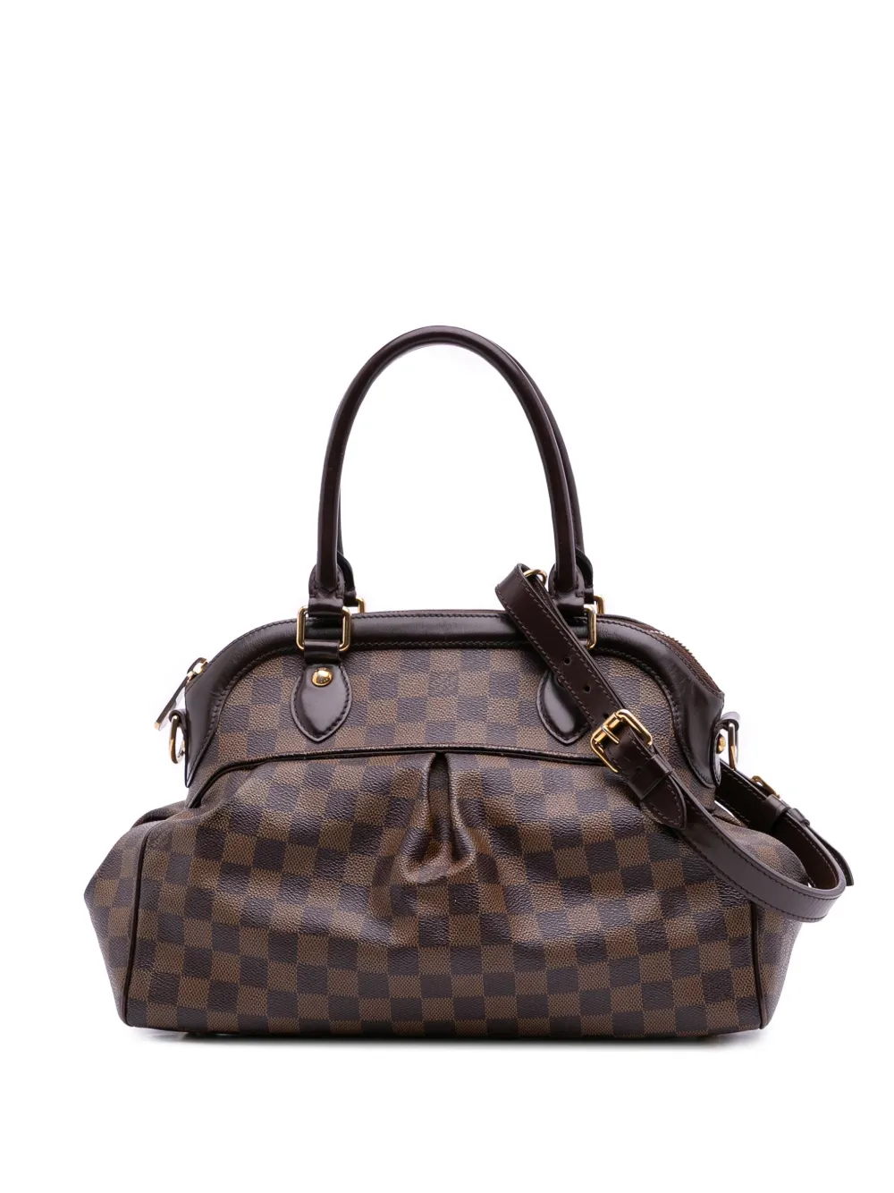 Pre-owned Louis Vuitton 2008 Damier Ebene Trevi Pm Satchel In Brown