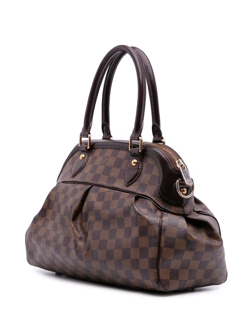 Pre-owned Louis Vuitton 2008 Damier Ebene Trevi Pm Satchel In Brown