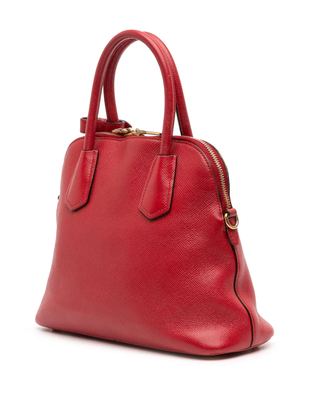 Pre-owned Prada 2000-2025 Medium Saffiano Dome Satchel In Red