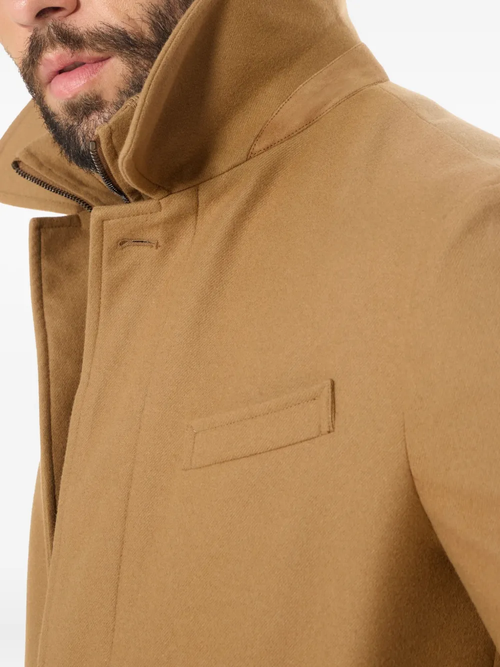 Norwegian Wool Euro Button-fastening Coat In Brown