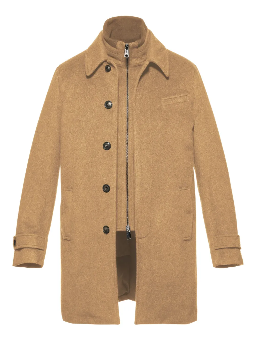 Norwegian Wool Euro Button-fastening Coat In Brown