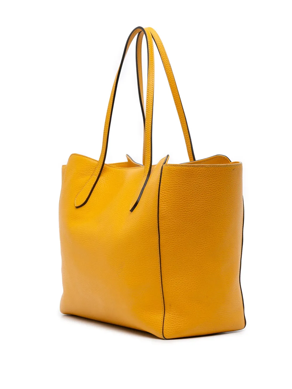 Pre-owned Gucci 2016-2025 Medium Leather Swing Tote Bag In Yellow