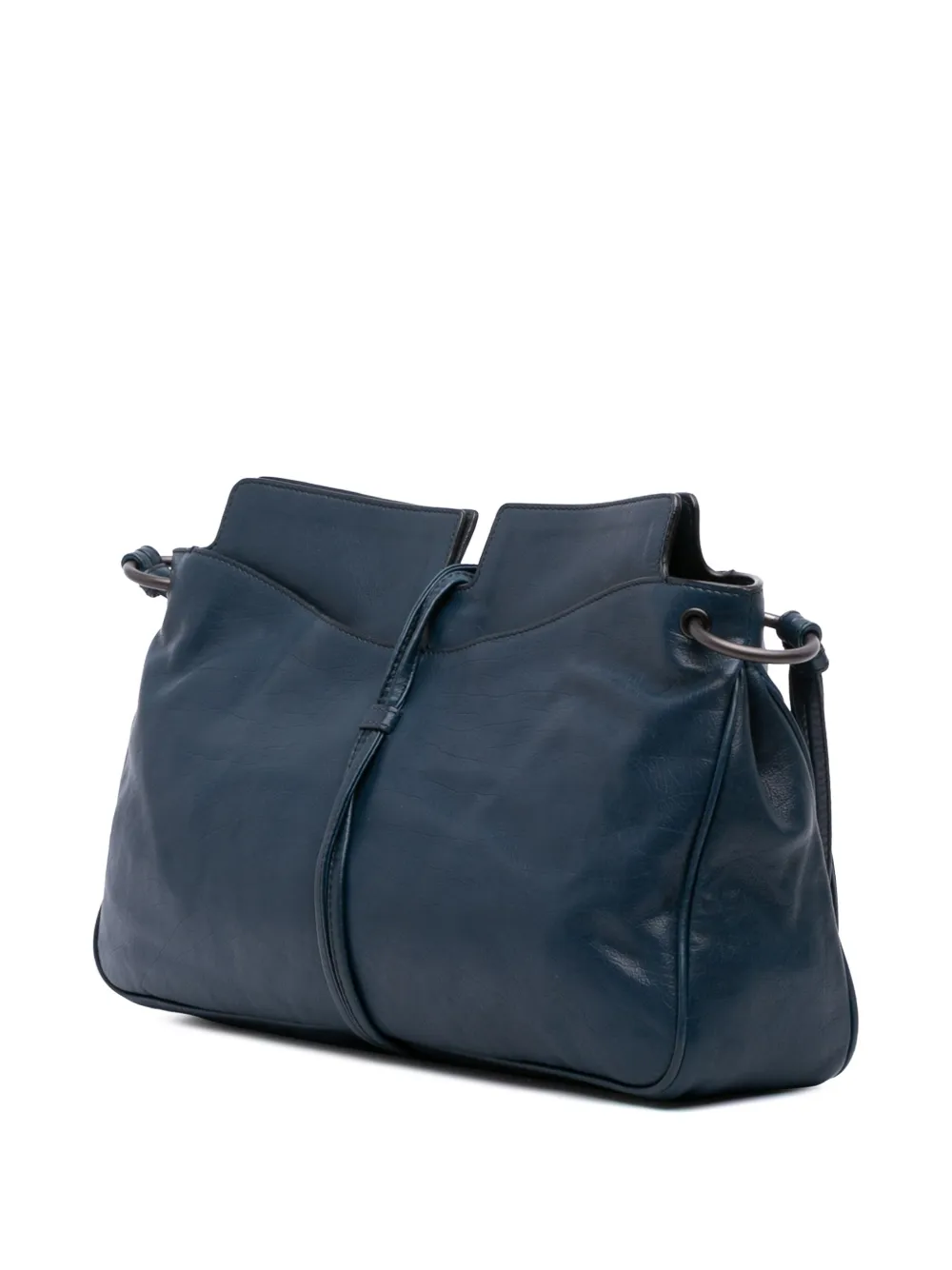 Pre-owned Bottega Veneta 2012-2025 Intrecciato Trimmed Nappa Crossbody Bag In Blue