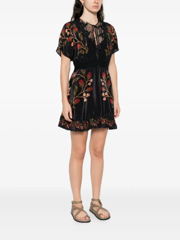 farm rio black cross stitch mini dress Farm Rio Black Berry Garden Mini Dress – SPACE by Leslie Beard main image 0