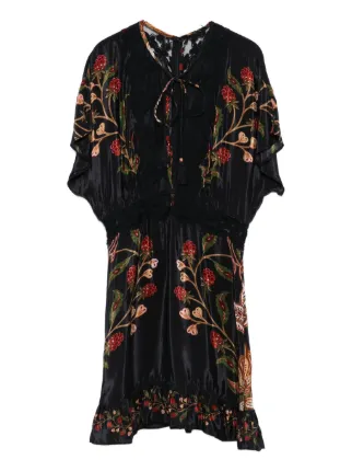 FARM Rio Berry Garden Mini Dress | Black | FARFETCH