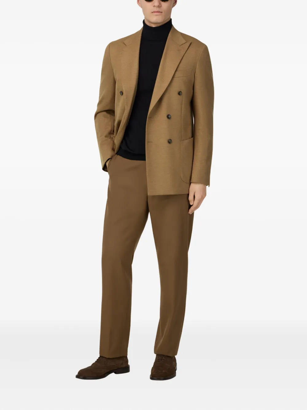 Boggi Milano Double-breasted Blazer In Brown