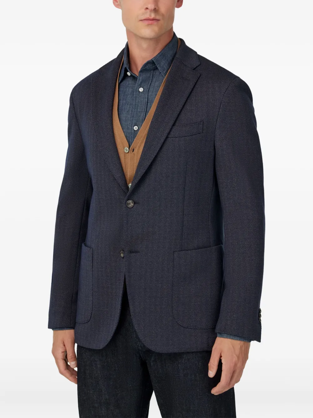 Boggi Milano Blazer met visgraatpatroonn NAVY BLUE