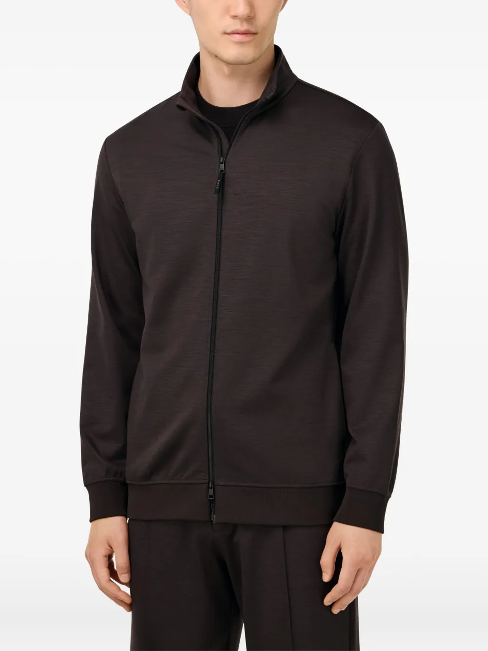 Boggi Milano Sweater met rits Bruin