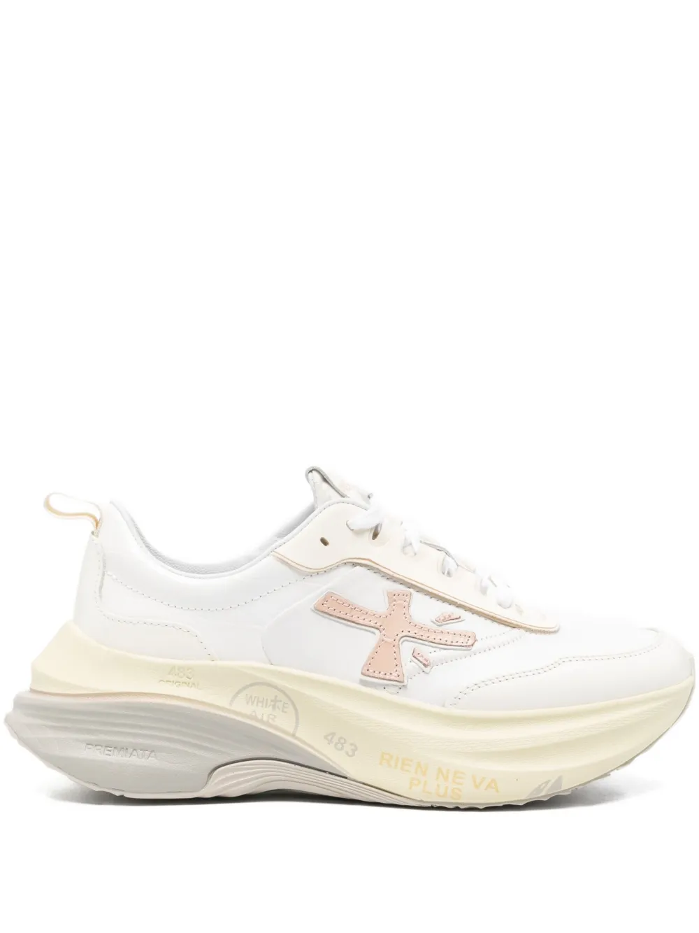 Premiata Hull logo-patch platform sneakers White