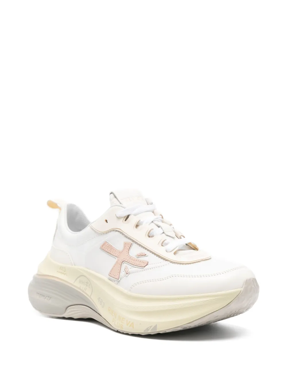Premiata Hull logo-patch platform sneakers White