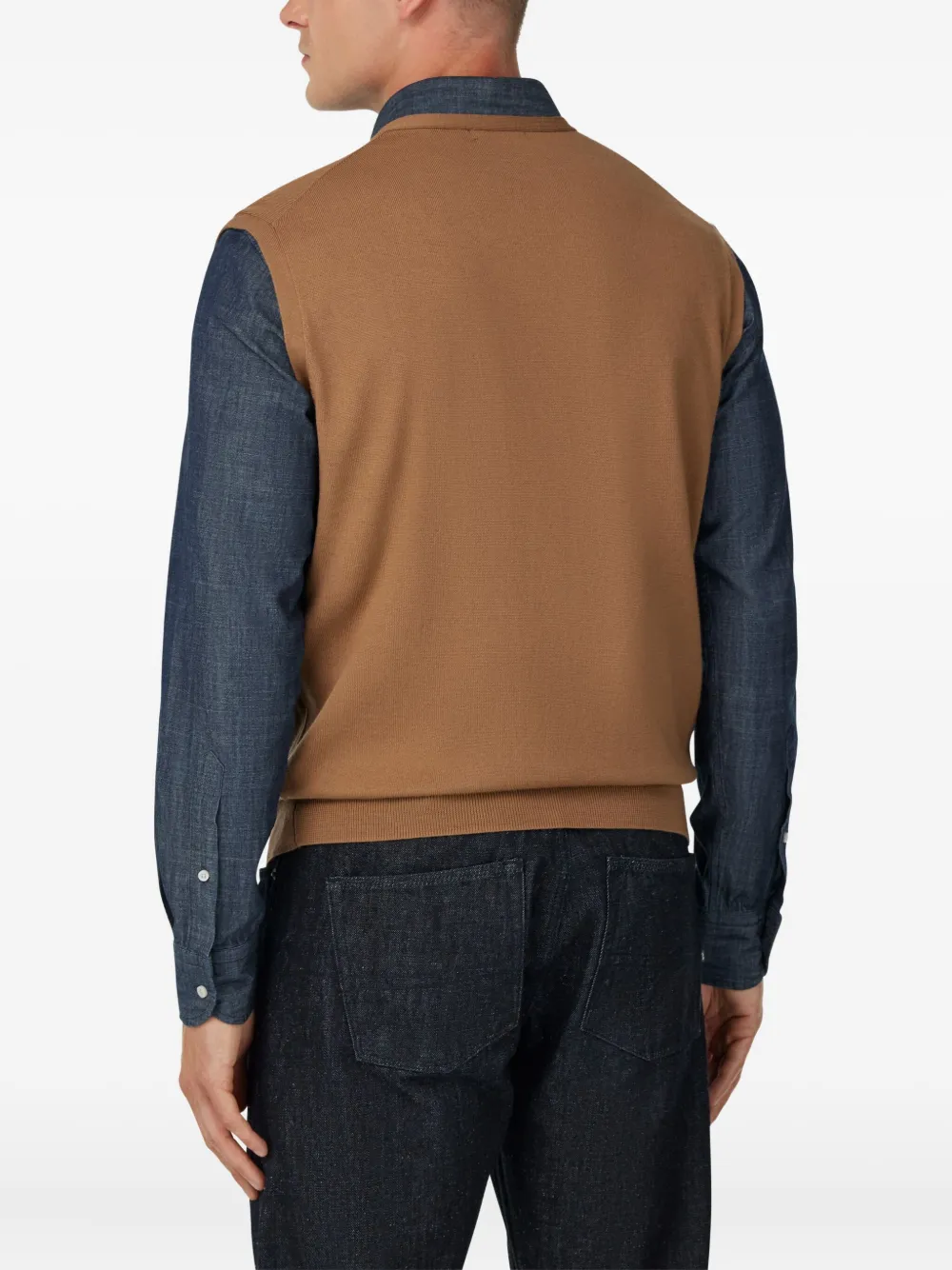 Boggi Milano Wool Waistcoat In Brown