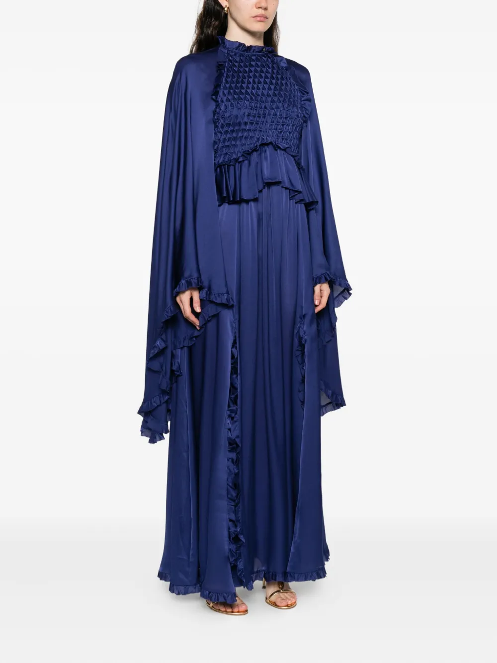 Zimmermann Hypnotic Smocked Flutter Dress In Blue