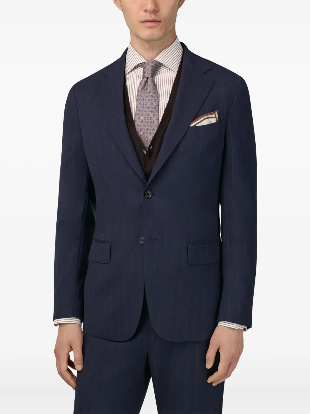 Boggi Milano Pinstripe Suit In Pure Travel Wool In Blue