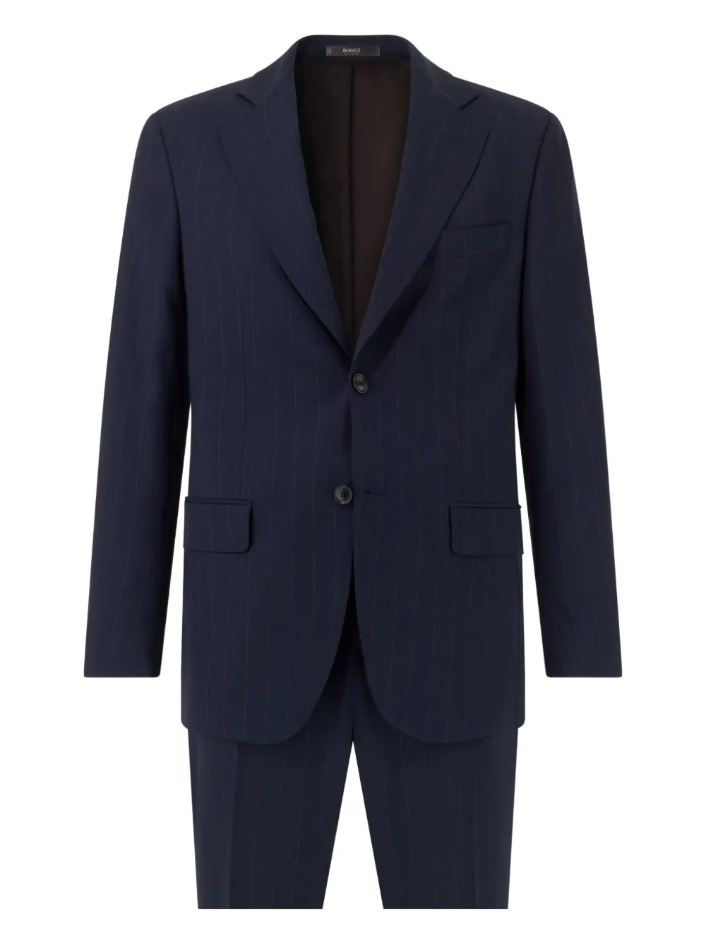 Boggi Milano Pinstripe Suit In Pure Travel Wool In Blue