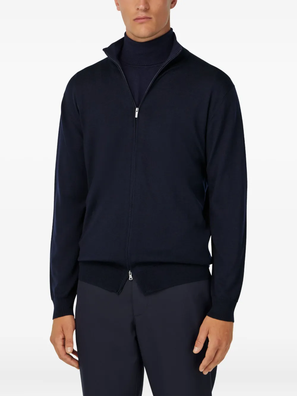 Boggi Milano Wollen vest met rits Blauw