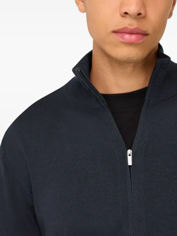 Boggi Milano full-zip Wool Sweater Blue FARFETCH TR