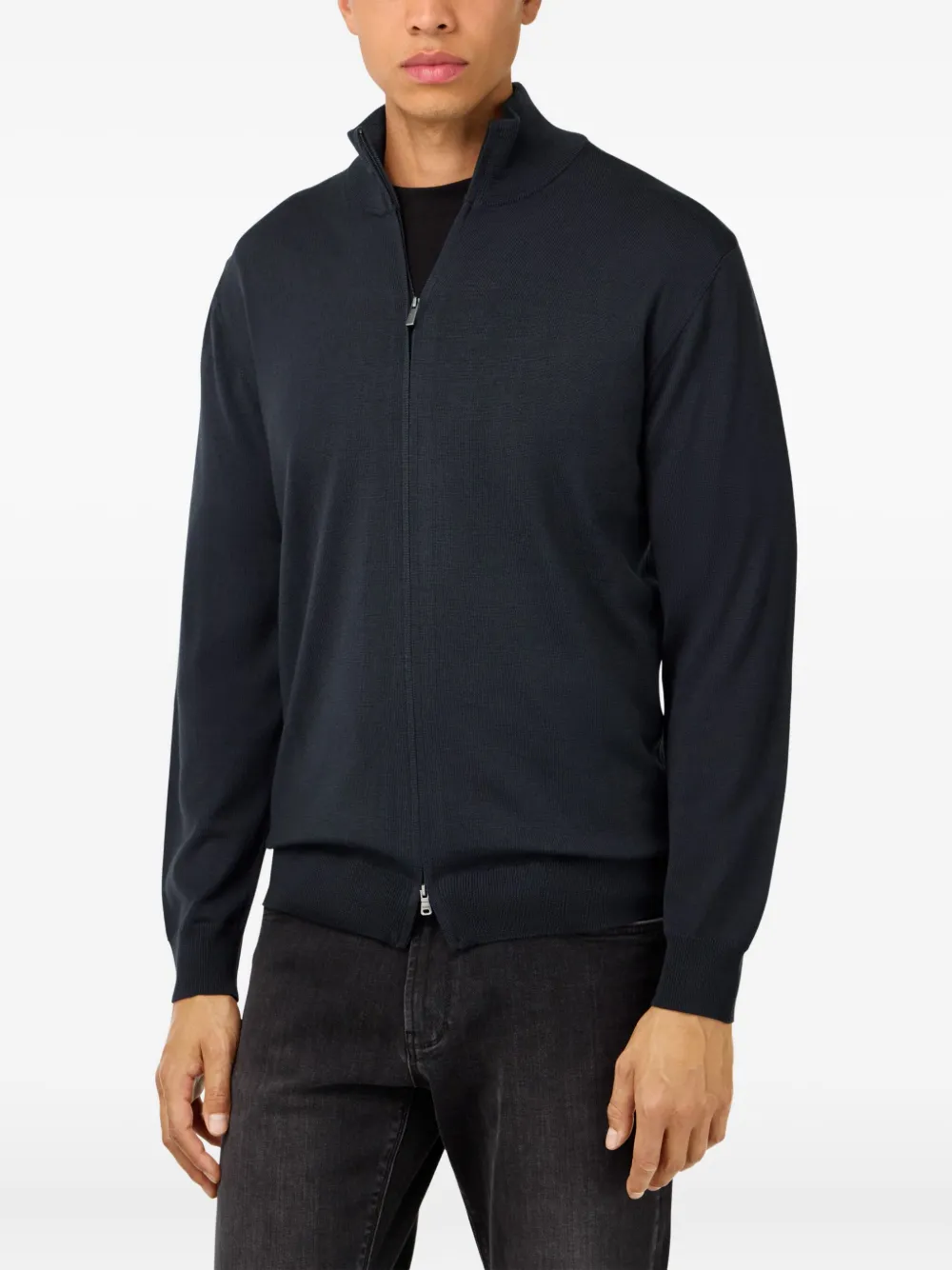 Boggi Milano Wollen trui met rits Blauw