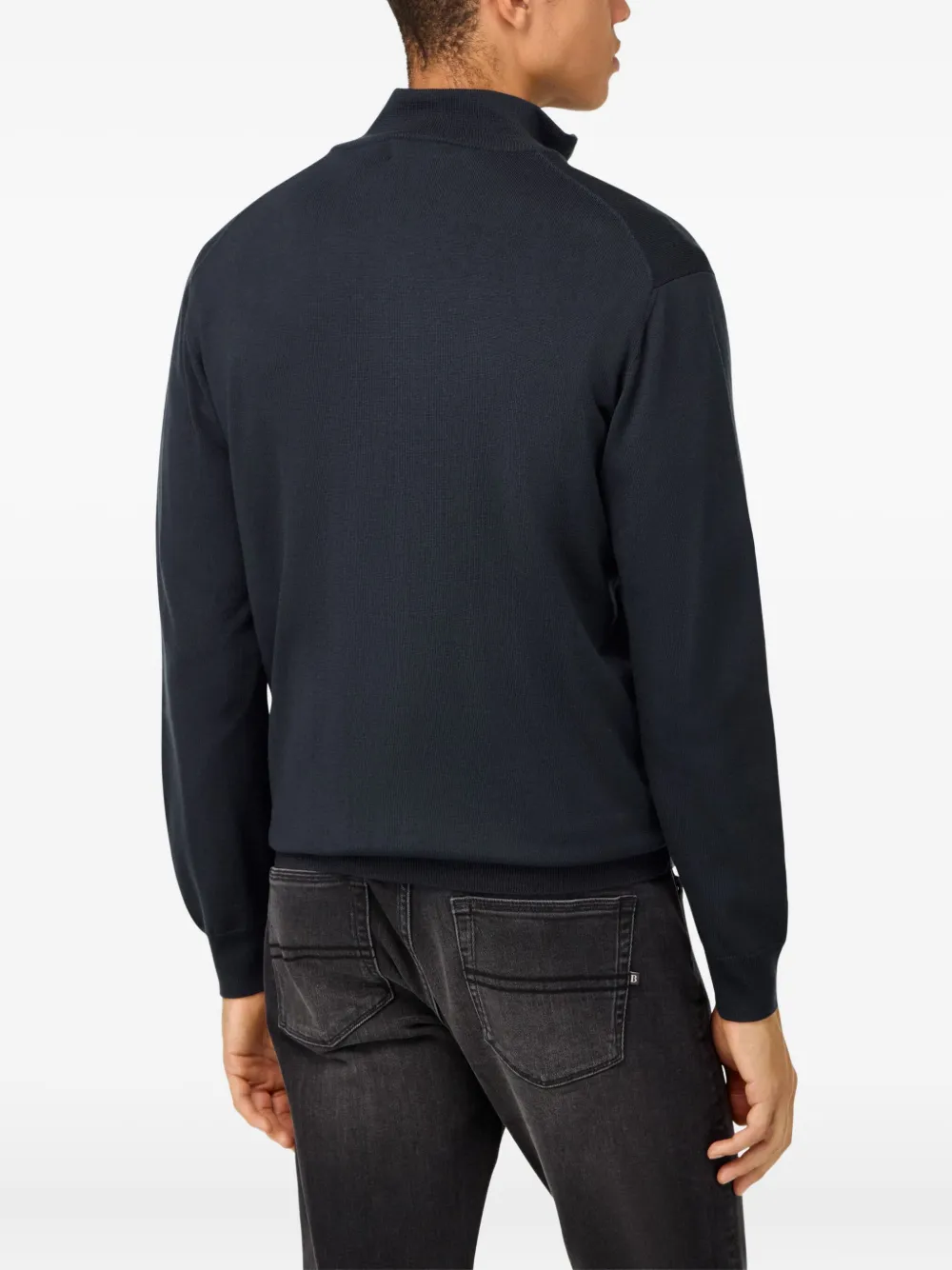 Boggi Milano Wollen trui met rits Blauw