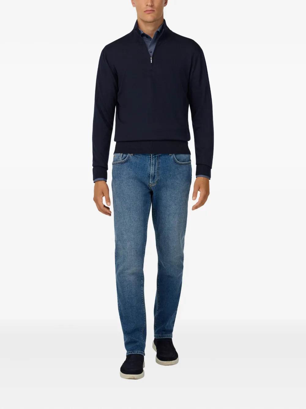 Boggi Milano Trui met halve rits - Blauw