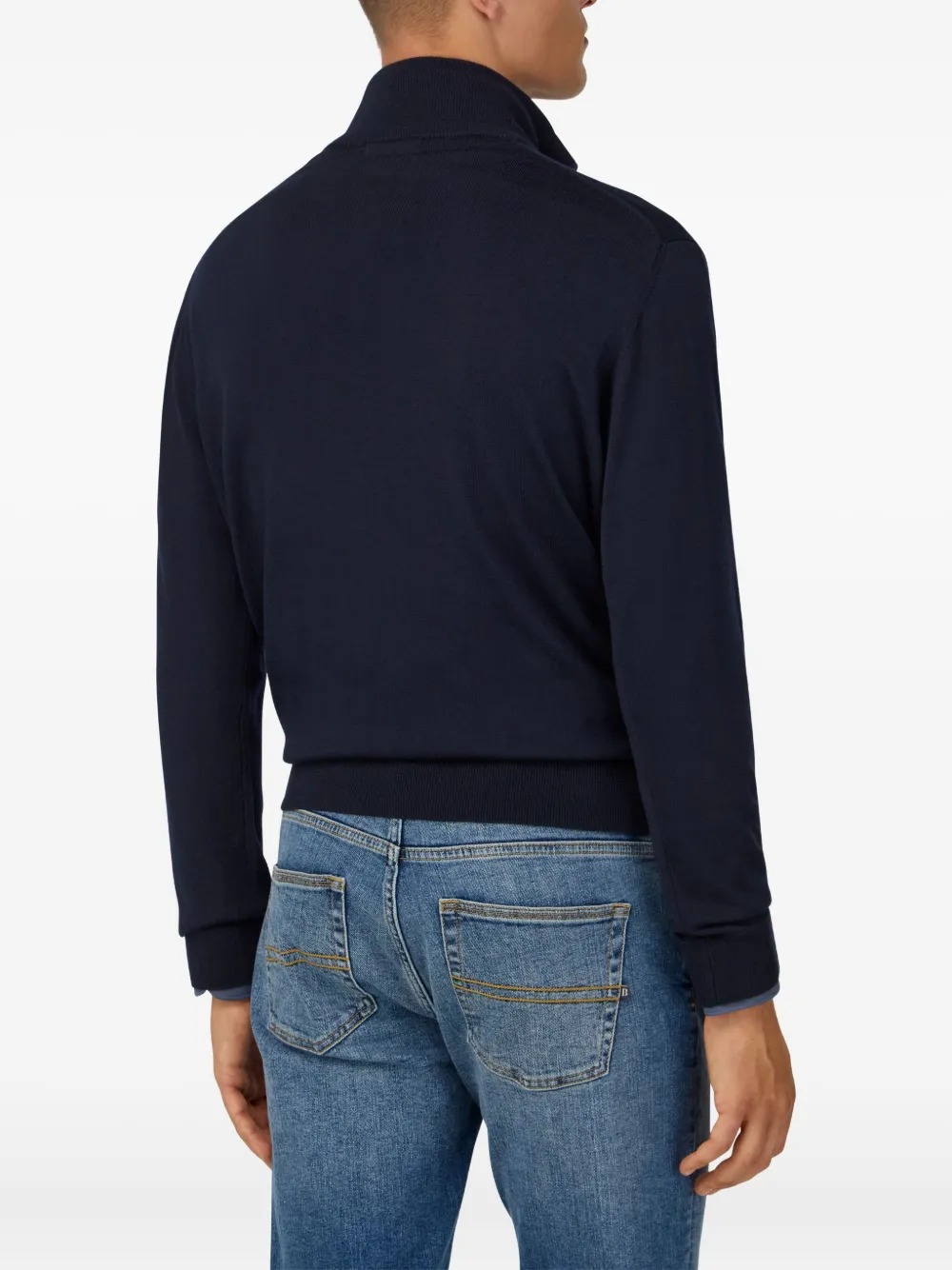 Boggi Milano Half-zip Wool Sweater In Blue