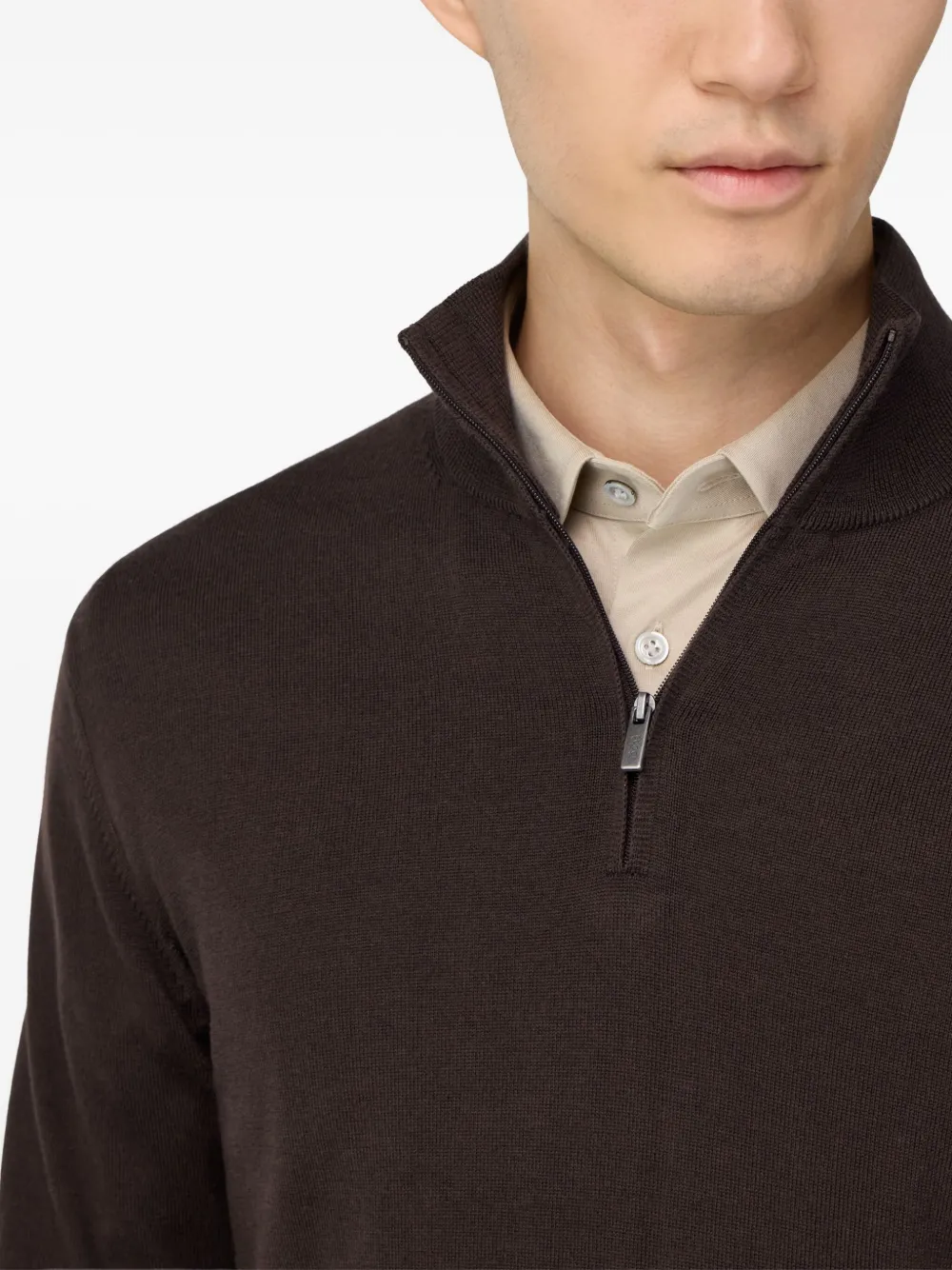 Boggi Milano Trui met halve rits Bruin