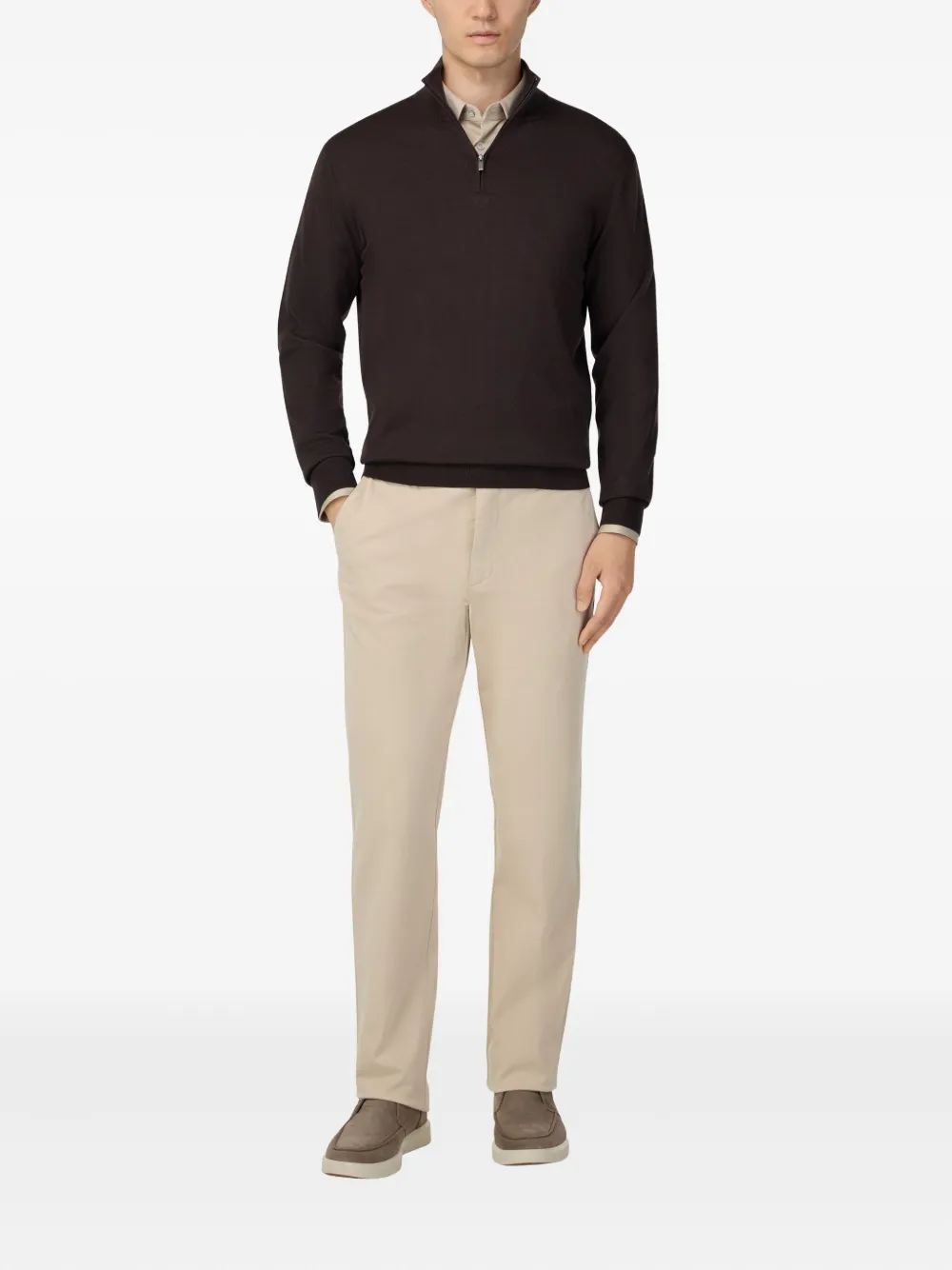 Boggi Milano Trui met halve rits - Bruin