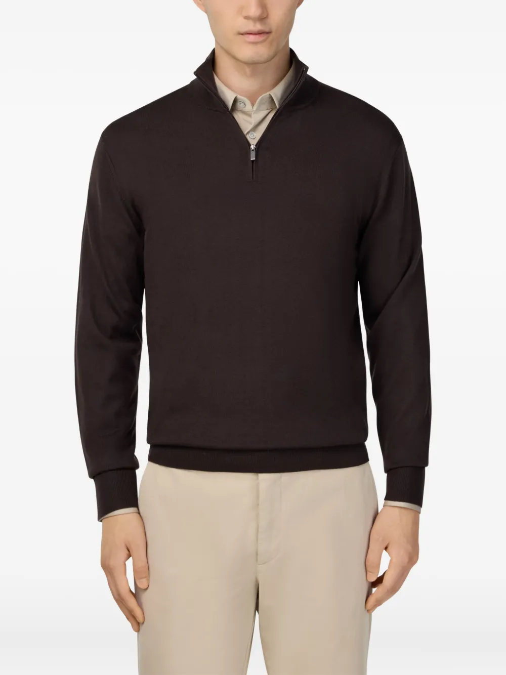 Boggi Milano Trui met halve rits Bruin