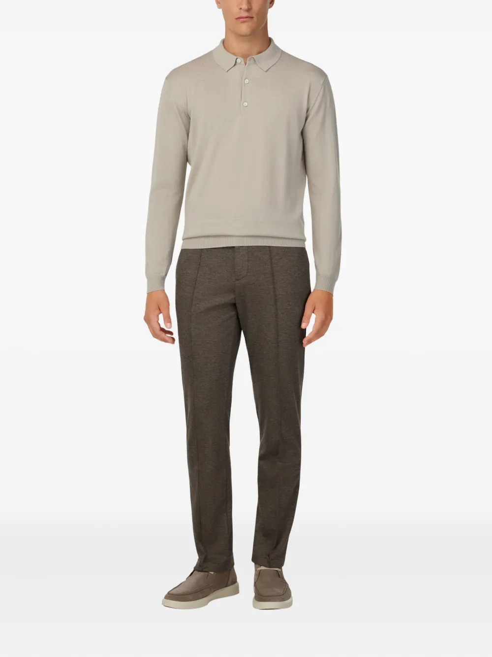 Boggi Milano Polotrui met lange mouwen - Beige