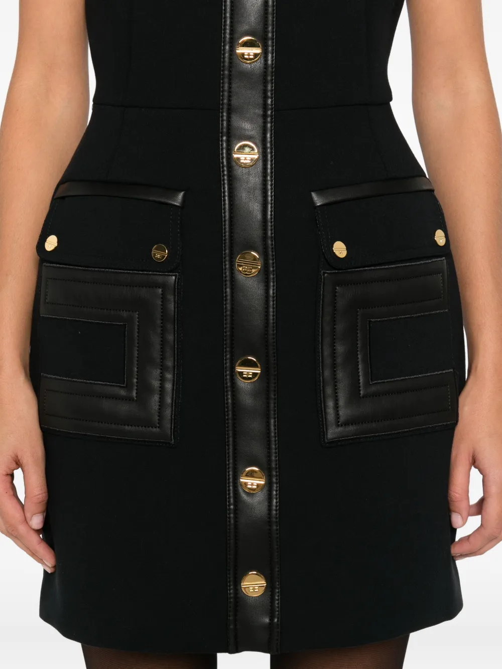 Elisabetta Franchi Button-front Mini Dress In Black