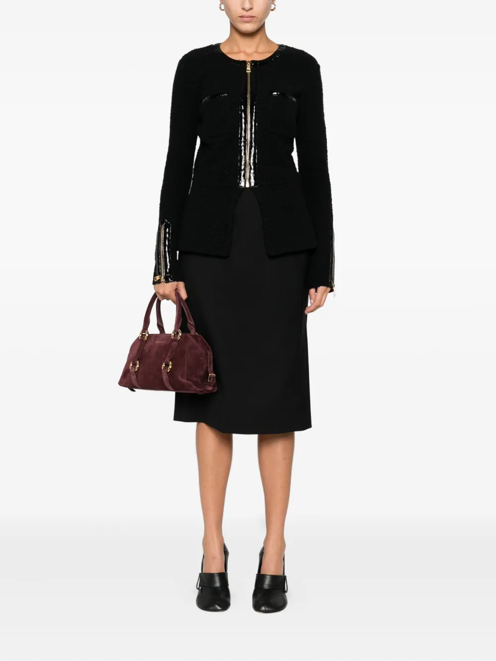 Elisabetta Franchi Zip-front Pocket Cardigan In Black