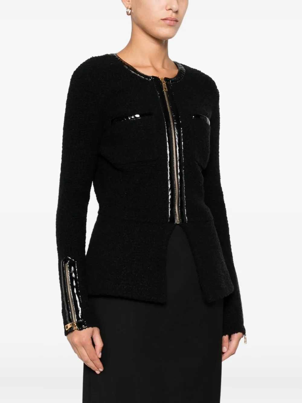 Elisabetta Franchi Zip-front Pocket Cardigan In Black