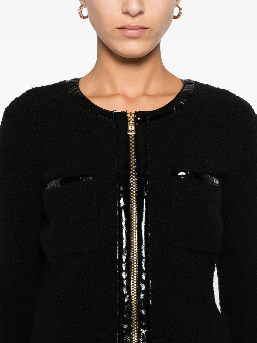 Elisabetta Franchi Zip-front Pocket Cardigan In Black