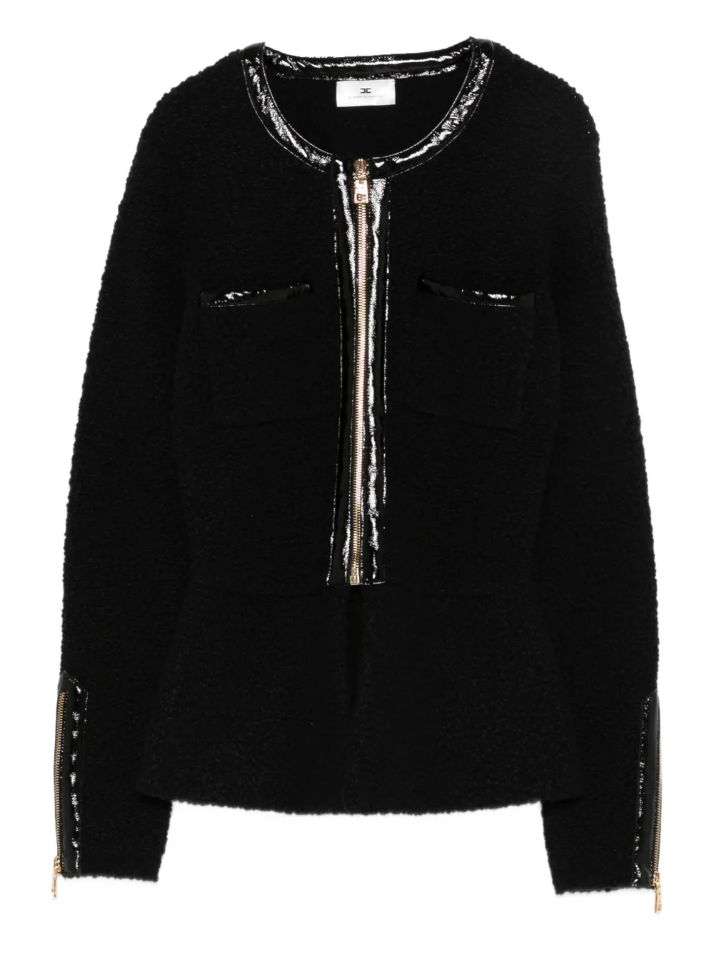 Elisabetta Franchi Zip-front Pocket Cardigan In Black