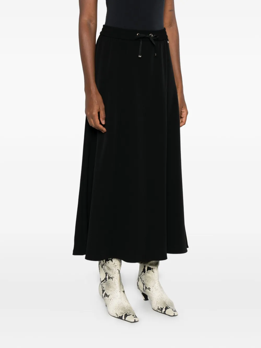 Herno Drawstring Flared Midi Skirt In Black