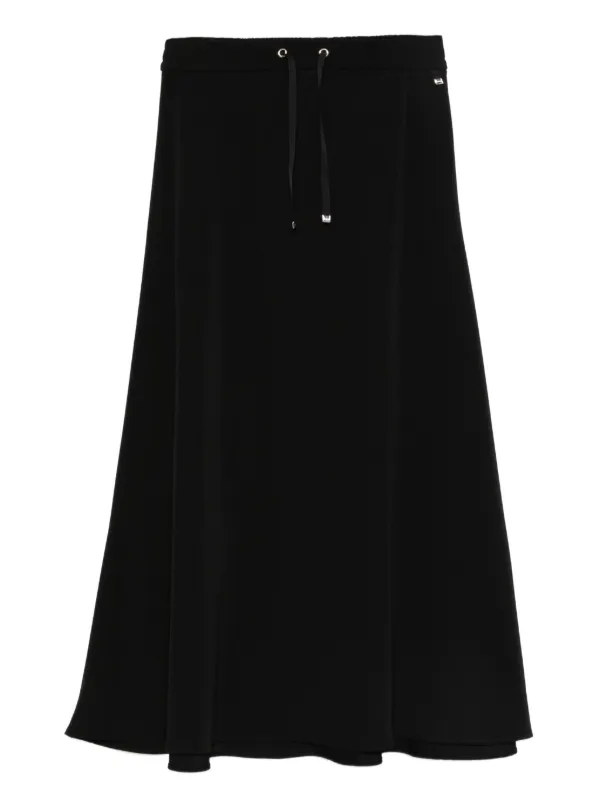 Herno Drawstring Flared Midi Skirt in Black