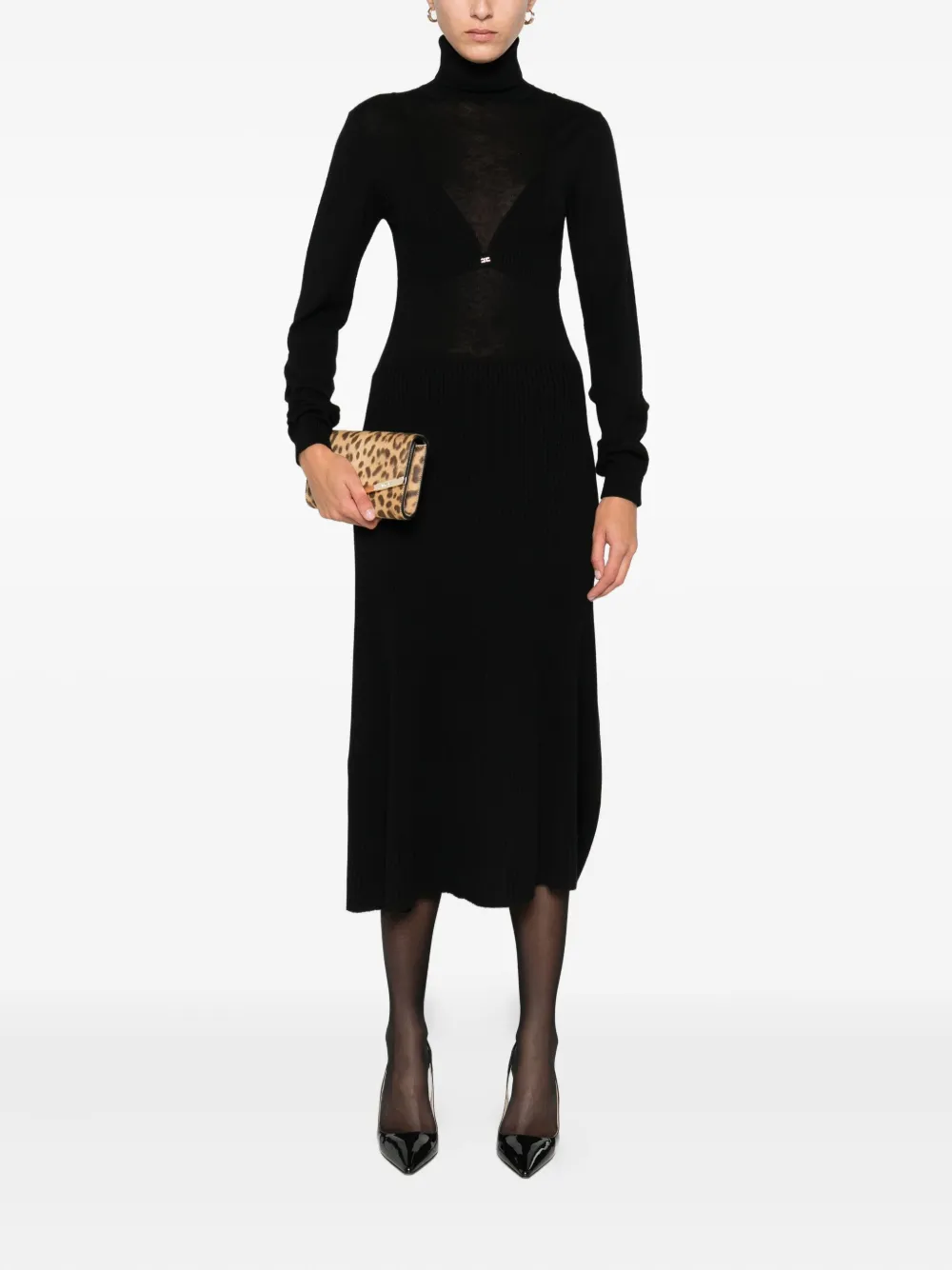 Elisabetta Franchi Geribbelde jurk - Zwart