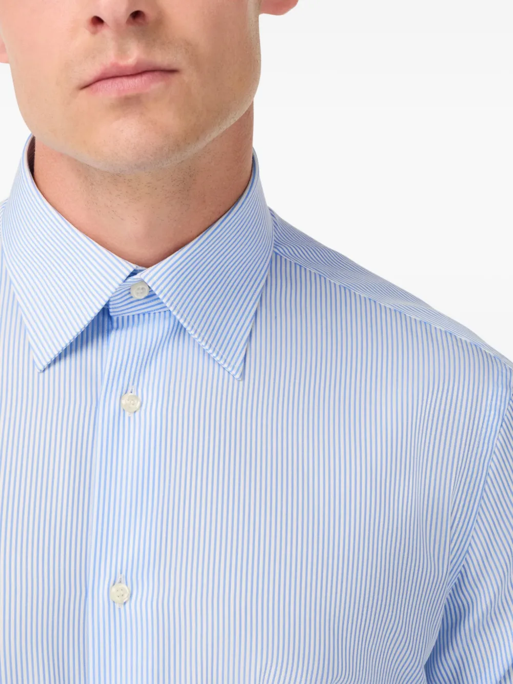 Boggi Milano Spread-collar Striped Shirt In Blue