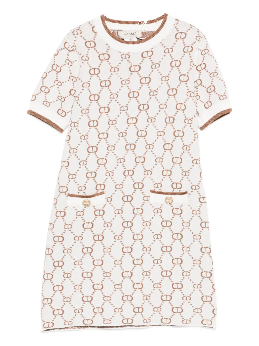 Twinset Monogram-pattern Knitted Dress In White