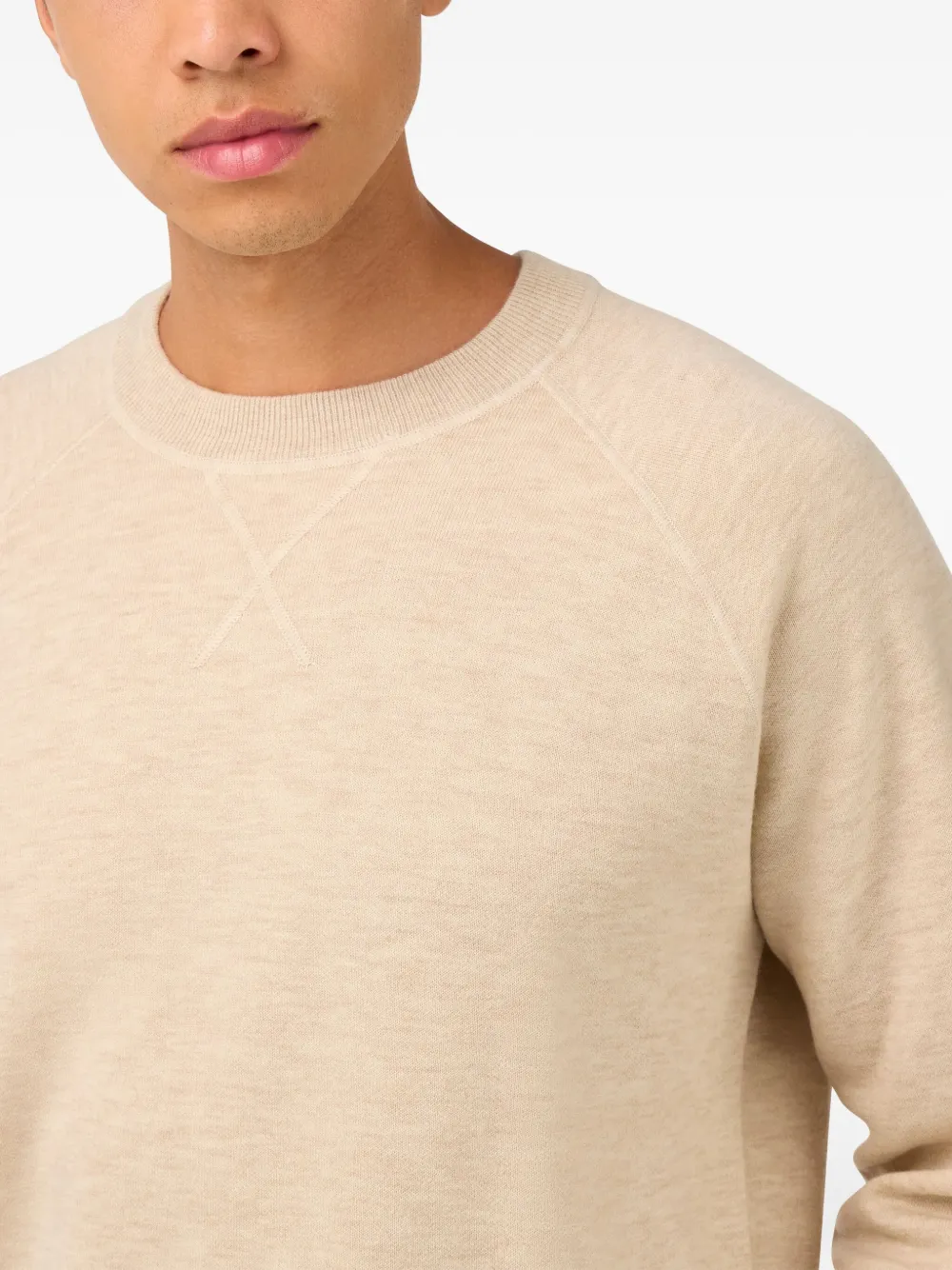Boggi Milano Crew Neck Jumper In Wool And Cashmere In Neutral