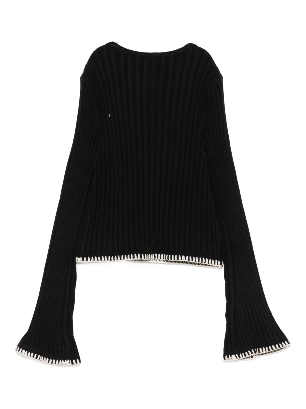 Twinset Ribbed Bell-sleeve Top In Black