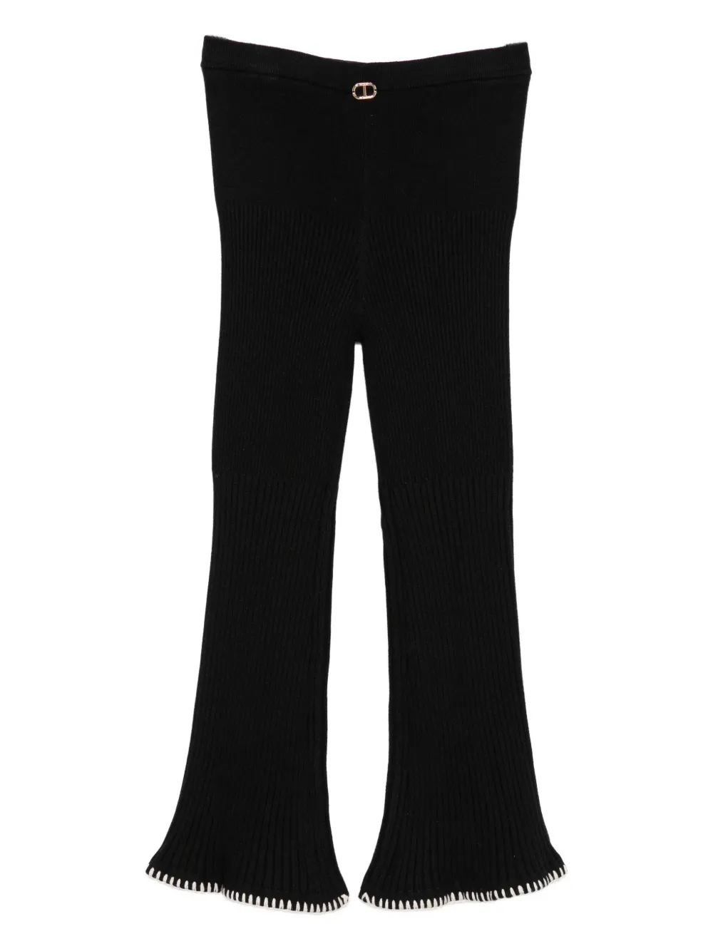 Twinset Ribbed Flared Trousers In Black